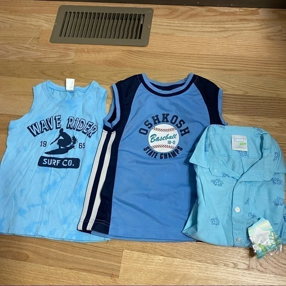 2T Summer Top Bundle Boys Carter’s Tank Top OshKosh Sea Turtle